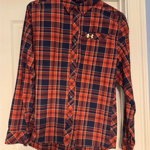 Under Armour Orange and Blue Plaid Shirt - Picture 1 of 5